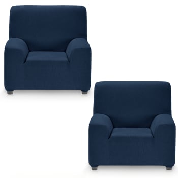 MILAN - Pack 2 Fundas de sillón 1 plaza (70-110) cm azul