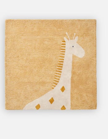 Tiga, stegi & ops - Tapis duveteux bio ocre girafe 120 x 120cm