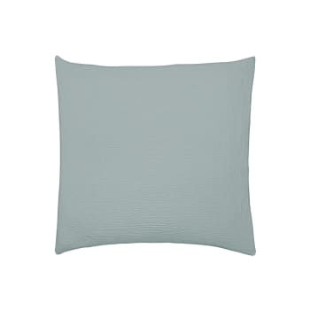TENDRESSE - Taie d'oreiller uni en gaze de coton vert 65x65