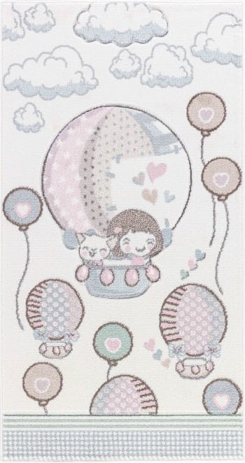 Cute loon - Alfombra para niños globos simpáticos beige/rosa 80x150