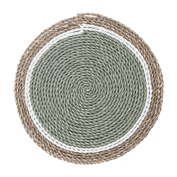 Ocean - Mantel individual redondo de fibras naturales en tonos verdes 35cm