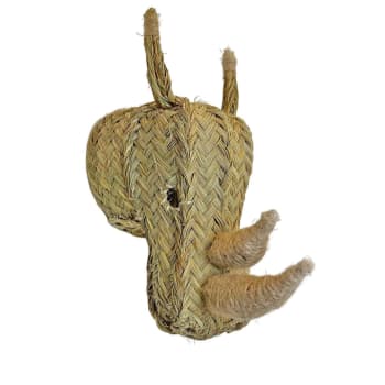 Têtes d'animaux en fibres naturelles - Cabeza de esparto rinoceronte decoración de pared 40 x 20 cm