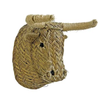 Têtes d'animaux en fibres naturelles - Cabeza de esparto toro decoración de pared 15 x 15 cm