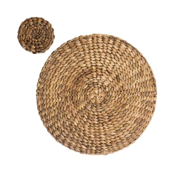 Mangsit - Mantel individual redondo de fibras naturales 38 cm