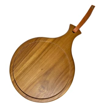 Manat - Tabla de servir redonda de madera de teca 40 x 32 cm