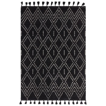 NEDJ - Tapis de salon en laine noir 120x170 cm