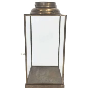 CARINE - Lanterna in vetro in acciaio marrone