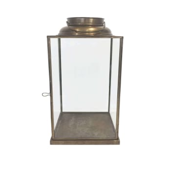 CARINE - Lanterna in vetro e acciaio marrone