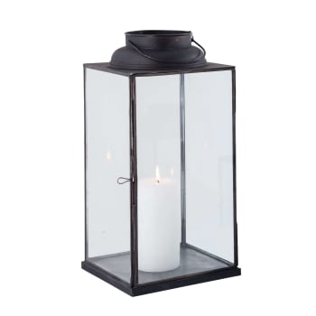 CAROLINE - Lanterna in vetro e acciaio nera
