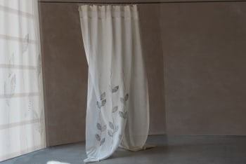 MINERVA - Tenda doppio pannello lino bianco grafiche arte e design 130x220cm