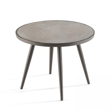 Tivoli - Tavolino basso rotondo con piano effetto cemento
