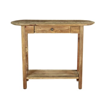 Tavolino Con Cassetto Marrone – Comodino In Stile Mid-Century Con Venatura Noce E Gambe Inclinate (30x39x61 Cm)