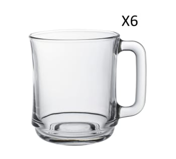 Lys - Lot de 6 - Mug 31 cl en verre trempé extra résistant transparent