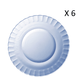 Le picardie® - Lote de 6 - plato hondo marine de 23 cm en vidrio templado