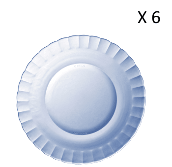 Le picardie® - Lote de 6 - plato llano marine de 23 cm en vidrio templado