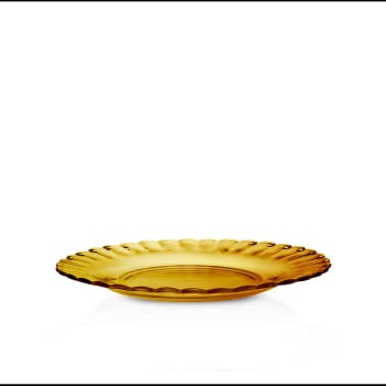 Le picardie® - Lot de 6 - Assiette à dessert ondulée en verre 20,5 cm teinté vermeil