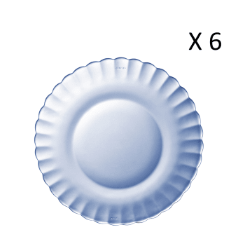 Le picardie® - Lot de 6-Assiette à dessert ondulée en verre 20,5cm teinté bleu marine
