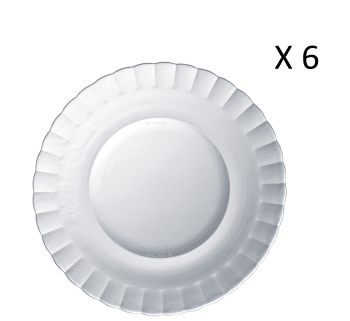 Le picardie® - Lot de 6 - Assiette plate ondulée en verre 23 cm transparent