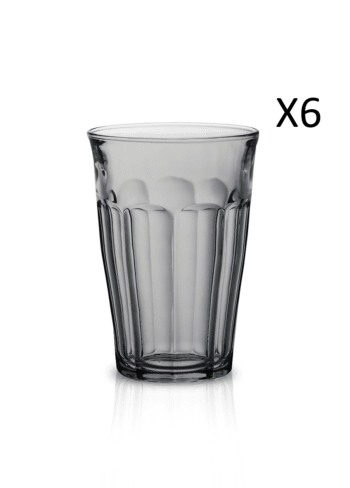 Le picardie® - Lot de 6 - Verre à cocktail 36cl en verre trempé résistant teinté gris