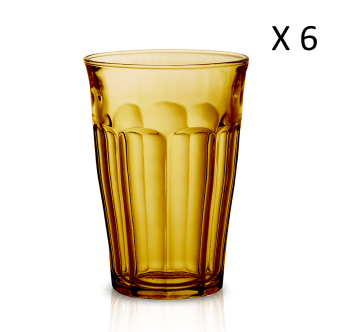 Le picardie® - Lot de 6 - Verre à cocktail 36 cl en verre résistant teinté vermeil