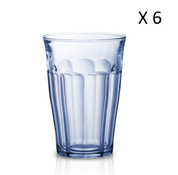 Le picardie® - 6er Set Wassergläser 36 cl aus robustem, marineblau, gehärtetem Glas