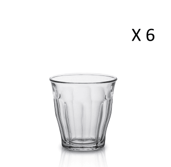 Le picardie® - 6er Set Wassergläser 13cl aus robustem, transparentem, gehärtetem Glas