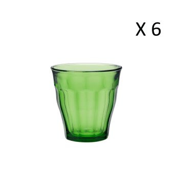 Le picardie® - 6er Set - Wassergläser 25 cl aus robustem, grün gefärbtem Glas