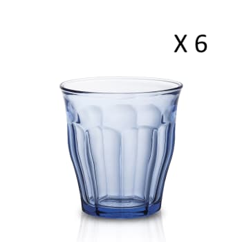 Le picardie® - 6er Set Wassergläser 31 cl aus robustem, marineblau gehärtetem Glas