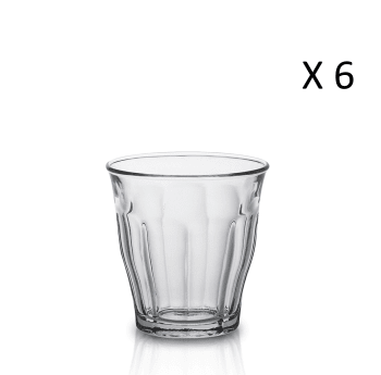 Le picardie® - 6er Set Wassergläser 16cl aus robustem, transparentem, gehärtetem Glas