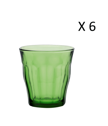 Le picardie® - 6er Set - Wassergläser 31 cl aus robustem, grün gefärbtem Glas