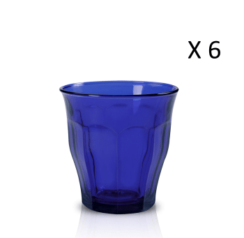 Le picardie® - 6er Set - Wassergläser 25 cl aus robustem, saphirblau gefärbtem Glas