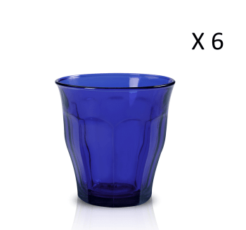 Le picardie® - 6er Set - Wassergläser 31 cl aus robustem, saphirblau gefärbtem Glas