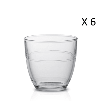Le gigogne® - Lot de 6 - Verre à eau 22 cl en verre trempé résistant transparent