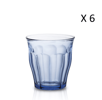 Le picardie® - 6er Set Wassergläser 25cl aus robustem, marineblau gehärtetem Glas