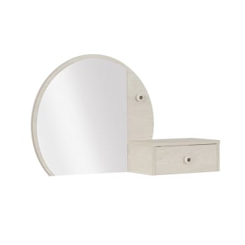 Alika - Surmeuble miroir & tiroir châtaignier blanchi/blanc