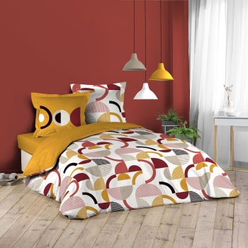 Parure de lit aux formes géométriques coton multicolore 240 x 220 cm