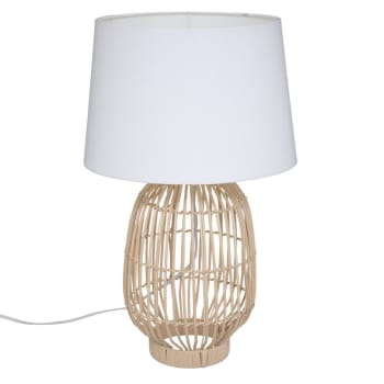 Lampe boule en rotin bambou naturel h 48,5 cm