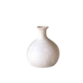 Vaso decorativo in cartapesta bianco sporco handmade