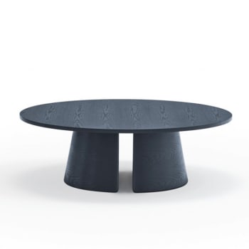 Cep - Table basse ronde 110cm en bois et pied central rond bleu foncé
