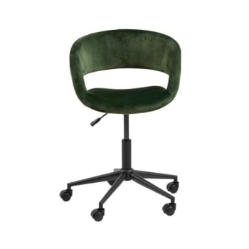 Grade - Chaise de bureau moderne à roulettes en velours vert