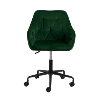 Broken - Chaise de bureau confortable avec accoudoirs en velours vert