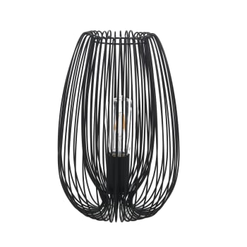 BLOOM - Lampada da tavolo in filo di metallo nero opaco cm Ø.23 x H.34