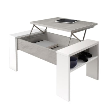 GLASGOW - Tavolino contenitore effetto legno grigio cm. H.42,5 x L.98,5 x P.50