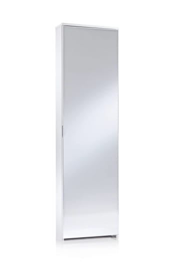 Dabarre - Scarpiera con specchio effetto legno bianco