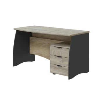 Davell - Schreibtisch mit 3 Schubladen Eiche und Anthrazit