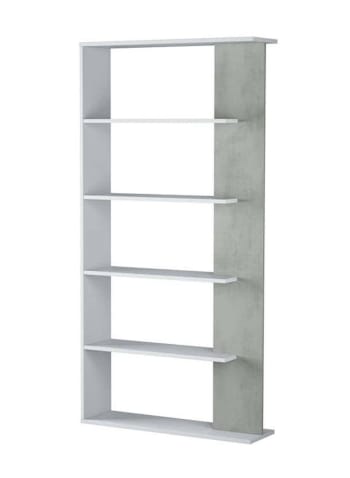 Dblanc - Doppelseitiges Bücherregal mit 5 Regalen Weiß und Grau