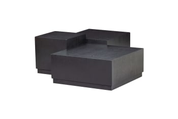 Pim - Set di 3 tavolini in legno nero