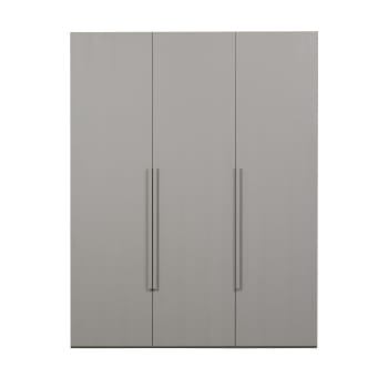 Rens - Armoire 3 portes en bois H210cm gris clair