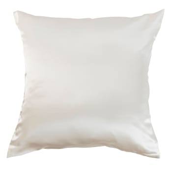 Beaute - Taie d'oreiller carrée soie de mûrier Beauté uni blanc 64 x 64 cm