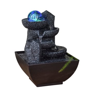 LOPO - Zen-Zimmerbrunnen aus Kunstharz mit Led-Beleuchtung - H18 cm